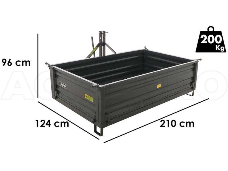 Transport Box for Tractor Blackstone B-TB 200 - Tipping transporter - 3 openable side panels