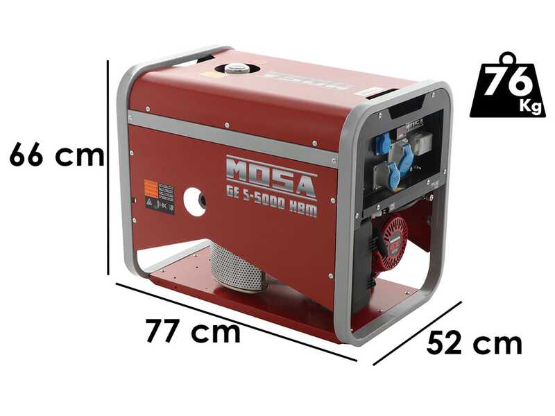 MOSA GE S-5000 HBM AVR - 4.4 kW Petrol Power Generator with AVR - DC 3.6 kW Single-phase