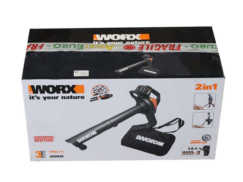 Cordless 3in1 Leaf Blower WORX WG583E - 20V - WITHOUT BATTERIES AND CHARGER