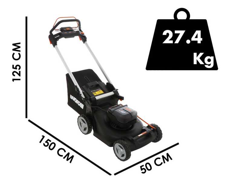 WORX NITRO WG749E Self-propelled Battery-powered Lawn Mower -  2x20V/4Ah + Free: 2x20V/4Ah batteries - 46 cm Cutting Width