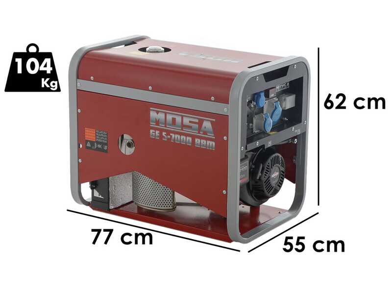 MOSA GE S-7000 BBM AVR EAS - Petrol generator with AVR and electric start 6.5 kW - Continuous 5.4 kW Single-phase - B&amp;S XR2100 engine