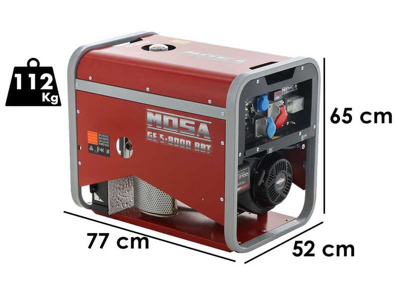 MOSA GE S-8000 BBT AVR EAS - 6.4 kW Petrol Power Generator with Electric Start - DC 5.6 kW Three-phase