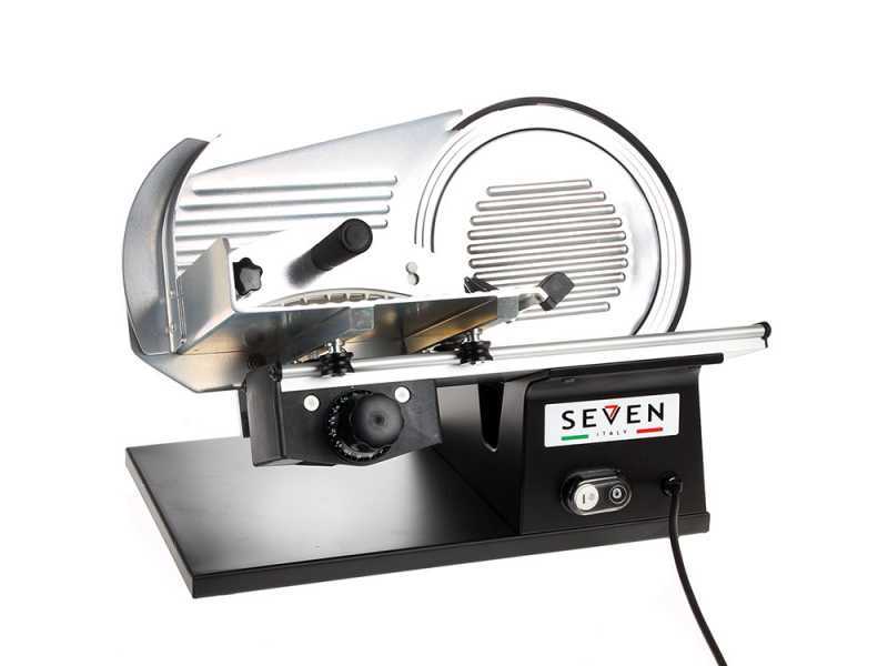 Seven Italy PS 250 PRO BLACK - Meat Slicer with 250 mm Blade - Sharpener Included