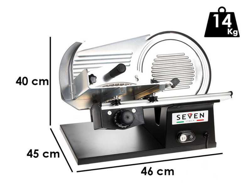Seven Italy PS 250 PRO BLACK - Meat Slicer with 250 mm Blade - Sharpener Included