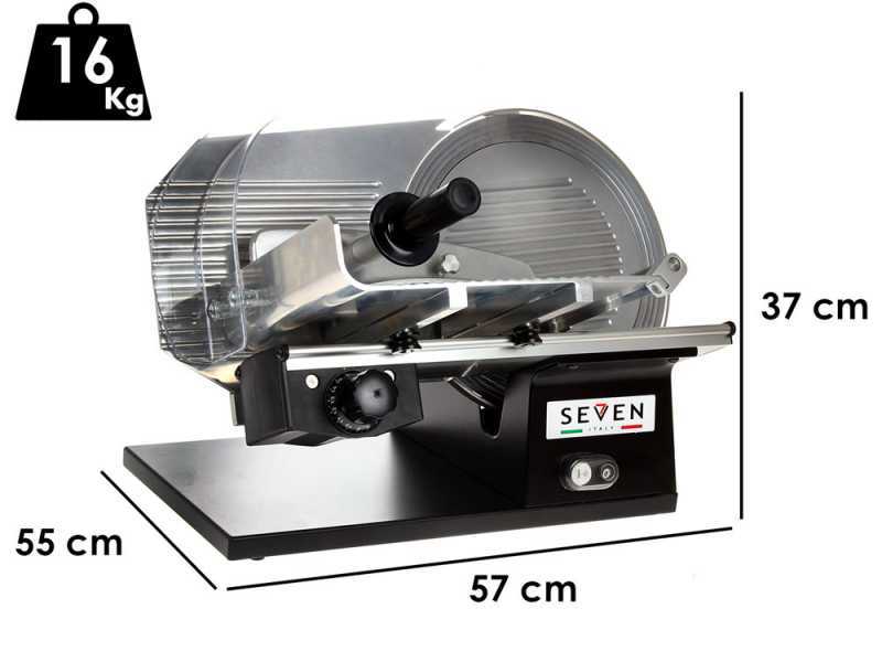 Seven Italy PS 300 PRO BLACK - Meat Slicer with 300 mm Blade - Sharpener Included