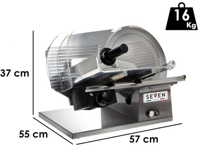 Seven Italy PS 300 PRO SILVER - Meat Slicer with 300 mm Blade - Sharpener Included