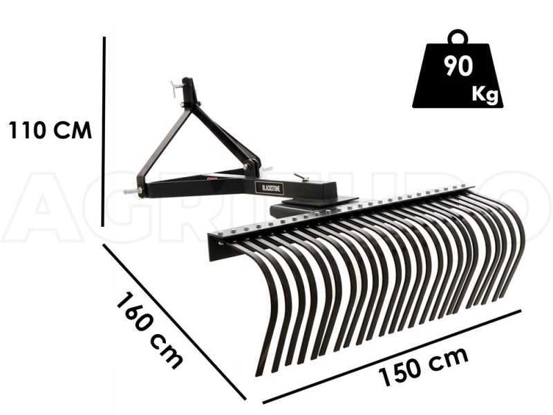 Blackstone B-LRK 150 Tractor-mounted Landscape Rake with 3-Point Hitch
