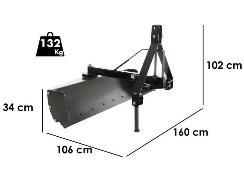 Blackstone B-GB 160 Tractor-mounted Grader Blade with 360&deg; Rotation and Adjustable Arm