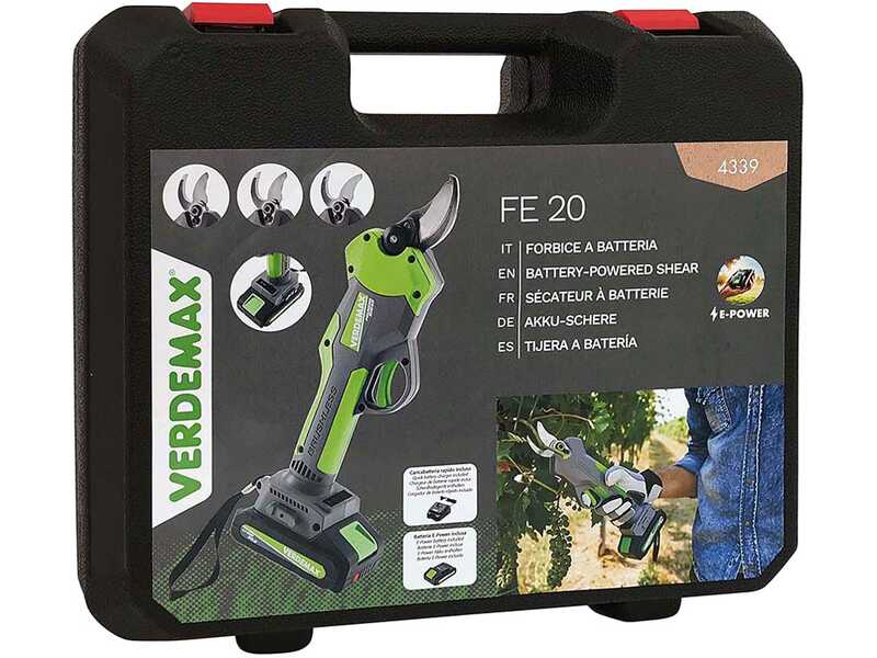 Verdemax FE20 Electric Battery-powered Pruning Shears - 20 V 2Ah battery - &Oslash; 30 mm
