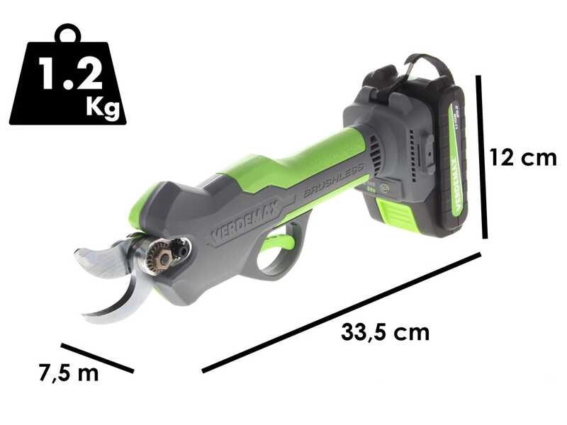 Verdemax FE20 Electric Battery-powered Pruning Shears - 20 V 2Ah battery - &Oslash; 30 mm