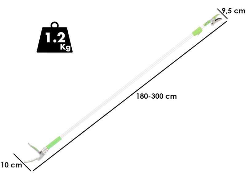 Verdemax - Telescopic Pruner Shear - Manual on extension pole 180-300 cm