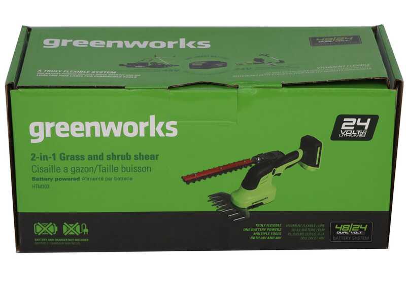Greenworks G24SHT - Battery powered grass-cutting shears with pole - 24V 2.0ah battery kit and charger