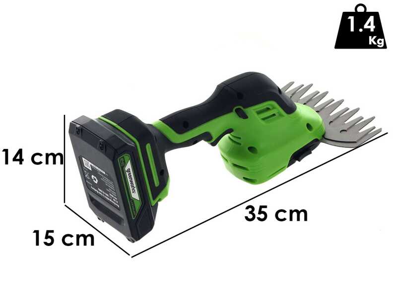 Greenworks G24SHT - Battery powered grass-cutting shears with pole - 24V 2.0ah battery kit and charger