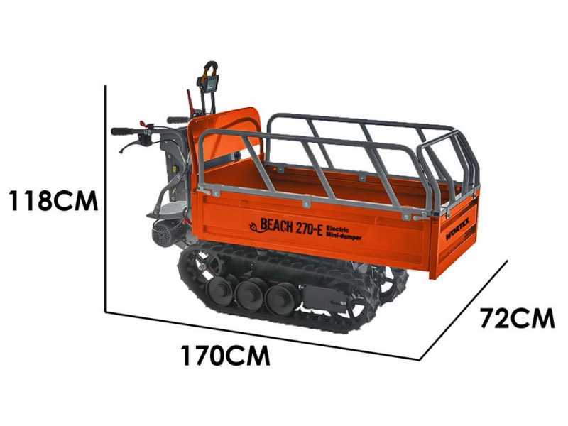Wortex Beach 270E Electric Battery-Powered Tracked Barrow -  Extendable manual body 450 Kg