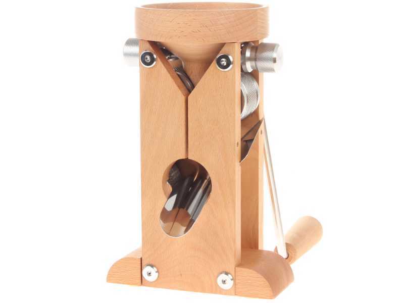 Schnitzer Campo 150g - Manual Table-top Beechwood Flaker Mill in with Stainless Steel Rollers
