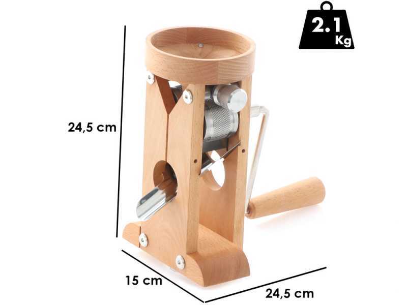 Schnitzer Campo 150g - Manual Table-top Beechwood Flaker Mill in with Stainless Steel Rollers