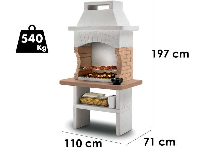 Palazzetti Gran Canaria Charcoal Barbecue in Concrete  - 68x40 cm Cooking Grid