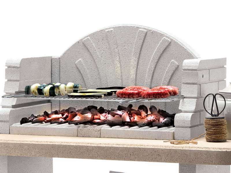 Palazzetti St. Tropez Charcoal Barbecue in Concrete  - 76x40 cm Cooking Grid