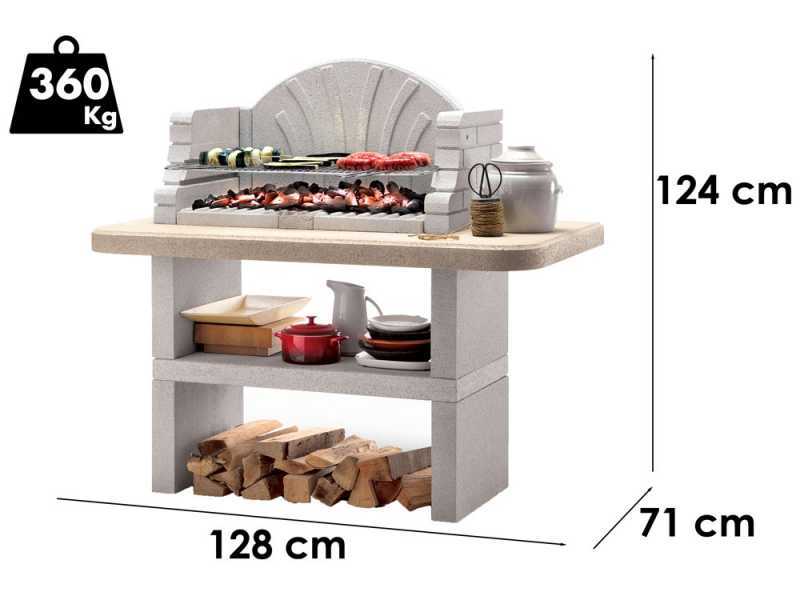 Palazzetti St. Tropez Charcoal Barbecue in Concrete  - 76x40 cm Cooking Grid