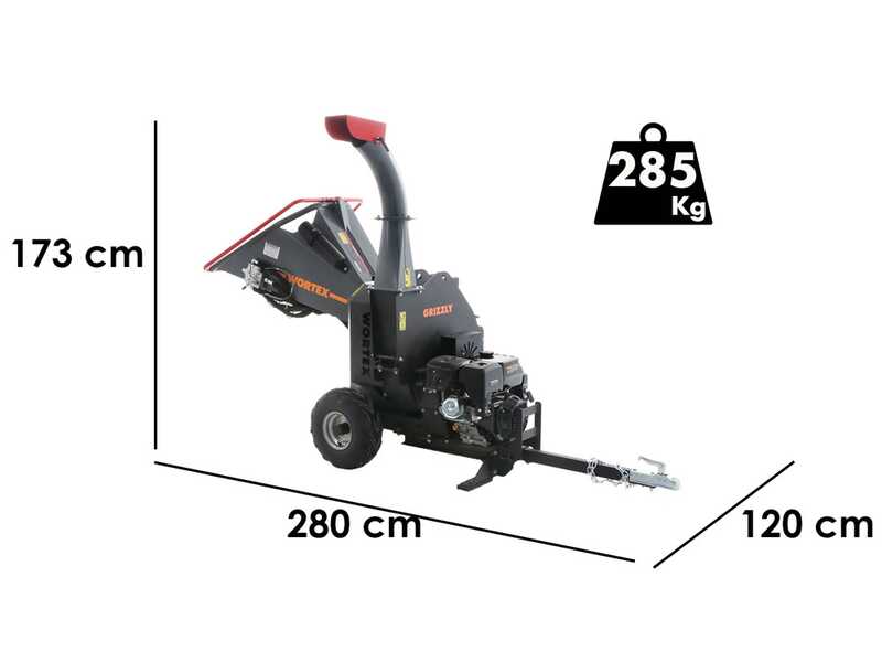 Wortex Grizzly - Towable petrol garden shredder - Loncin 420cc with electric start