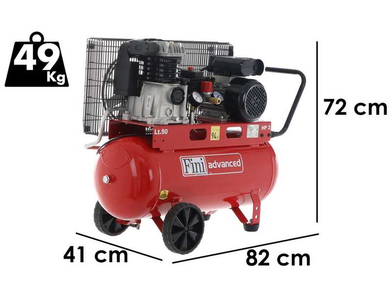 Fini Advanced MK 102-50-2M - Belt-driven electric air compressor - 2 Hp Motor - 50 L