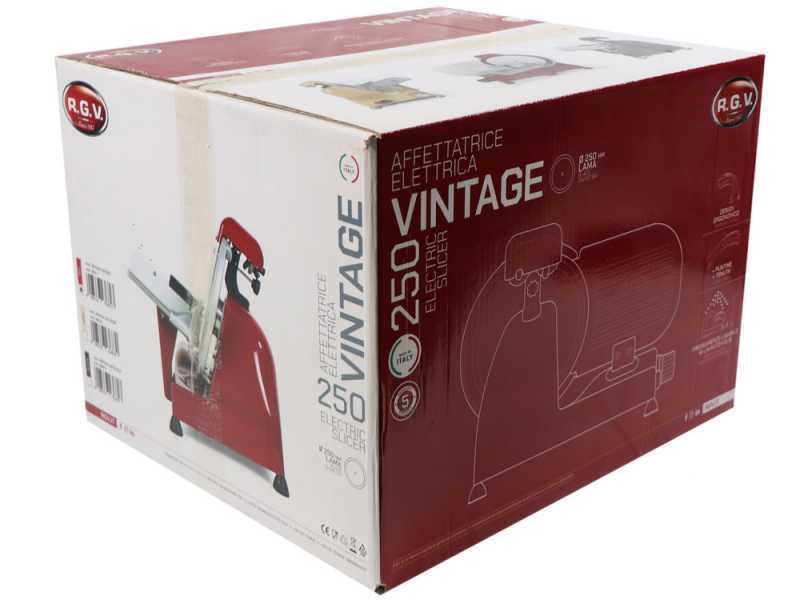 RGV Vintage 250 Red - Meat Slicer with 250 mm Hardened Blade - 140W