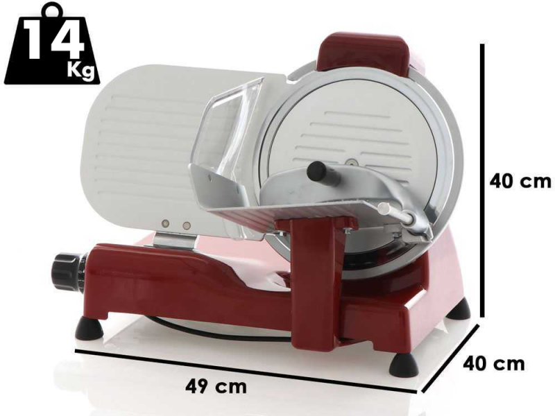RGV Vintage 250 Red - Meat Slicer with 250 mm Hardened Blade - 140W