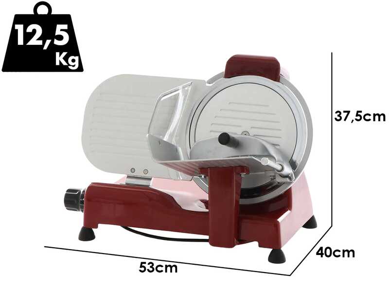 RGV Vintage 250 Red - Meat Slicer with 250 mm Hardened Blade - 140W