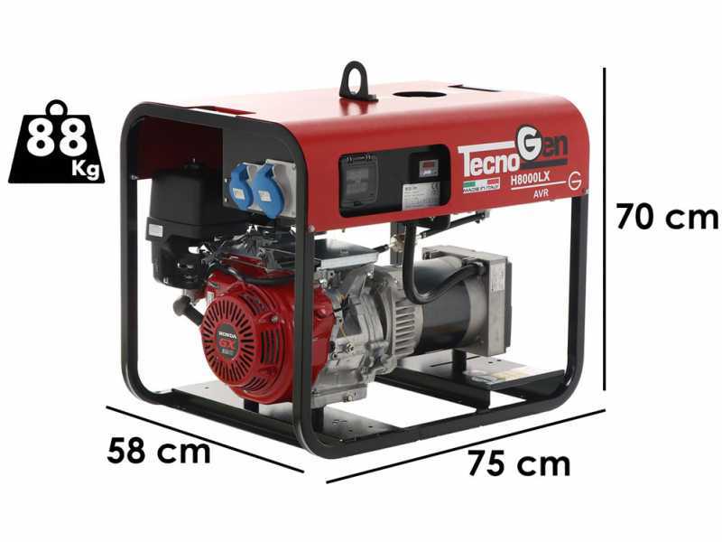 TecnoGen H8000LX - 5.8 kW Petrol Power Generator - DC 5.2 kW Single-phase