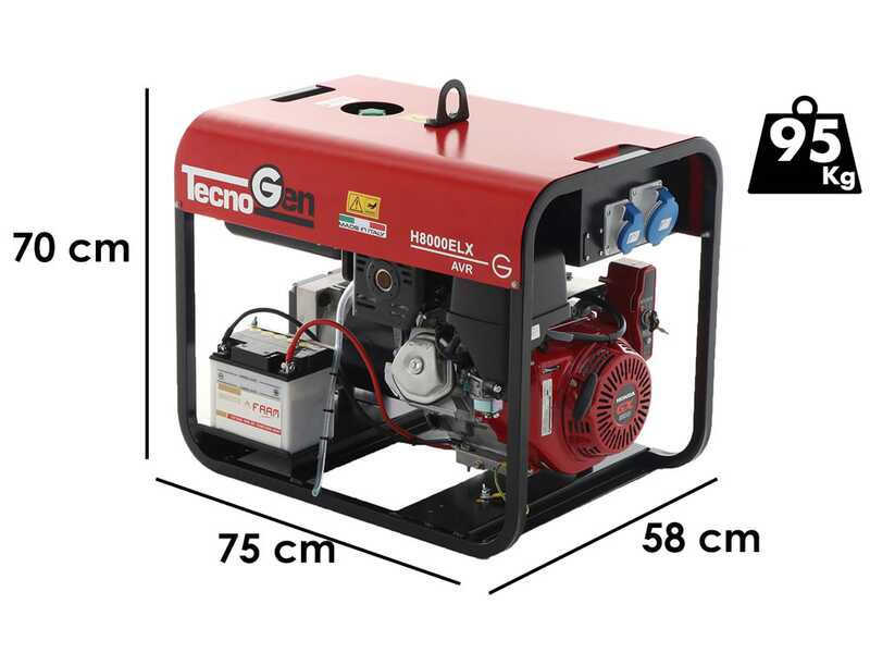 TecnoGen H8000ELX - 5.8 kW Petrol Power Generator with Electric Start - DC 5.2 kW Single-phase