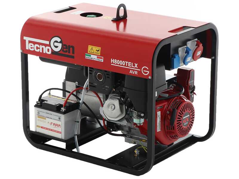 TecnoGen H8000TELX - 6 kW Petrol Power Generator with Electric Start - DC 5.4 kW Three-phase