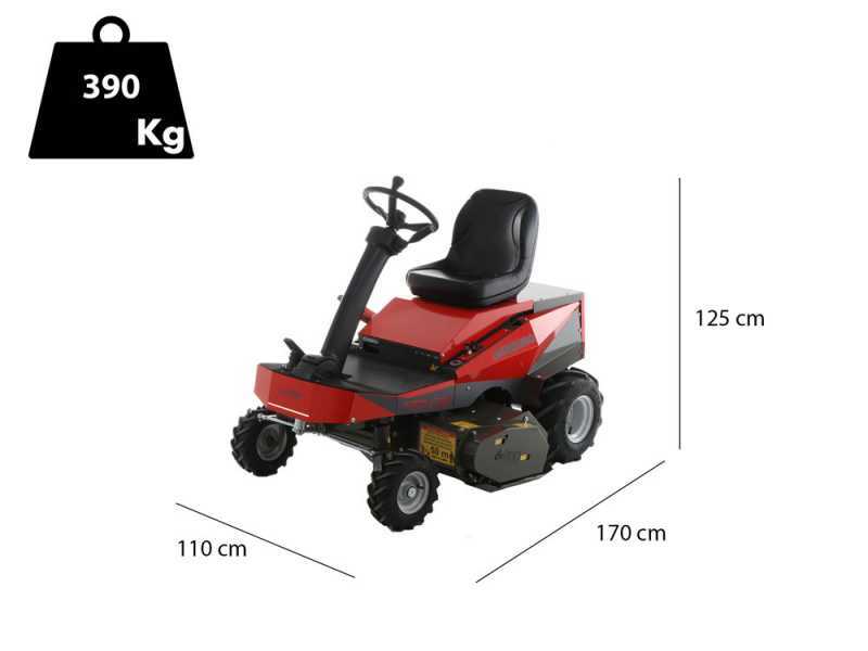 CaRINO Electric Riding-on Flail Mower - 48 V/200 Ah Battery-powered Engine - 110 cm Cutting Width