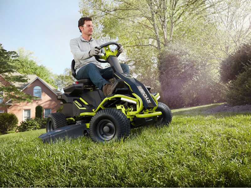 Ryobi Battery-powered Riding-on Mower- Mulching Cutting Systems - Side Discharge - 4x12 V Lead-acid Battery