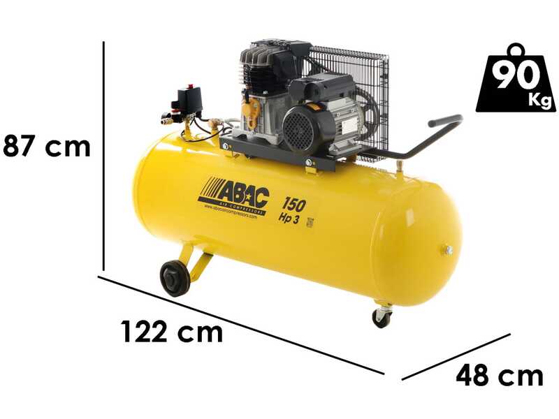 ABAC LINE B26B/150 CM3 - Single-phase belt-driven electric air compressor - Motor 3 HP - 150 litres