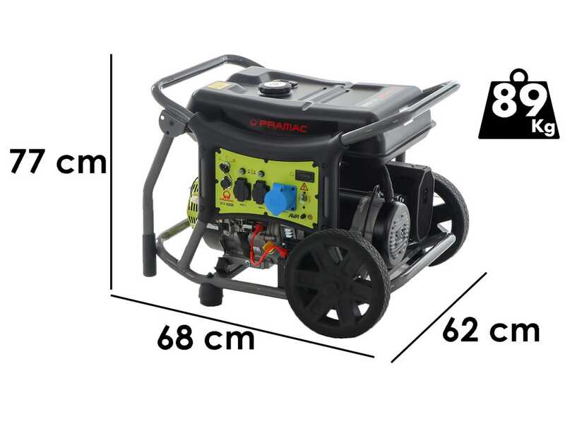 Pramac WX 6200 ES - 5.8 kW Wheeled Petrol Power Generator - DC 5.3 kW Single-phase