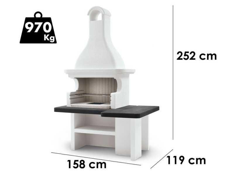 Palazzetti Mauritius Wood-fired Barbecue in Concrete  - 76x40 cm Cooking Grid
