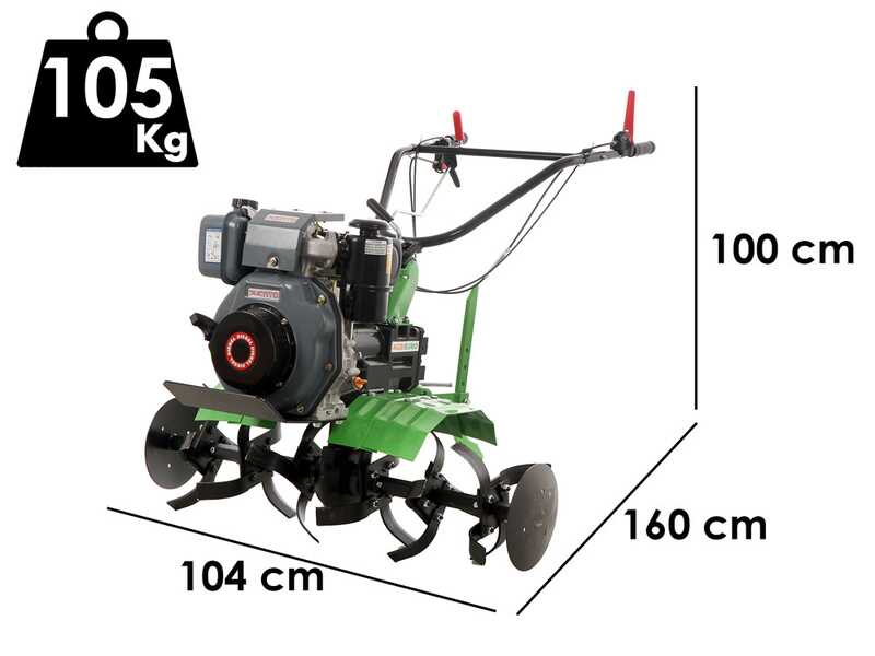 Agri 102 Garden Tiller with 95 cm Tiller - Diesel 296cc Engine