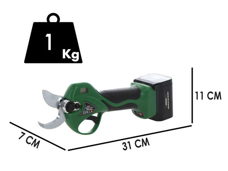 GreenBay TopCut 32 Battery-powered Pruning Shears - 2 batteries 16.8V - 2Ah