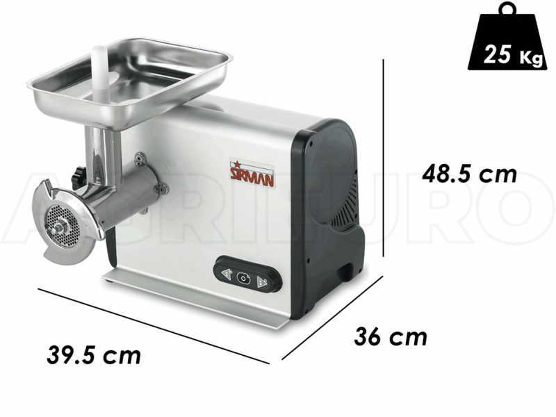 Sirman TCG 12 Dakota Electric Meat Mincer - Removable Grinding Unit in Stainless Steel - Three-phase - 1100 Watt