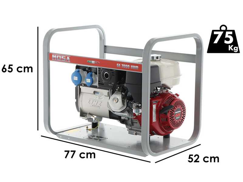 MOSA GE 7000 HBM - 6 kW Petrol Power Generator with AVR Panel - DC 5 kW Single-phase