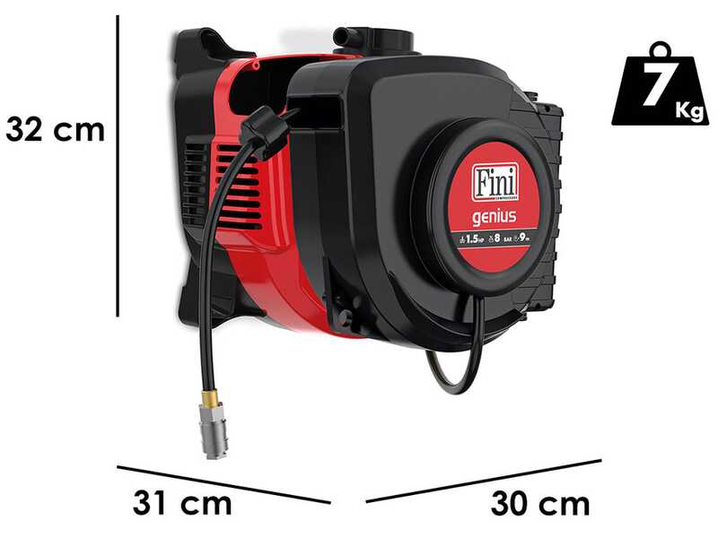 Fini Genius 230/50 - Wall-mounted air compressor with hose reel - 160 l/min