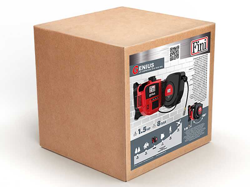 Fini Genius 230/50 - Wall-mounted air compressor with hose reel - 160 l/min