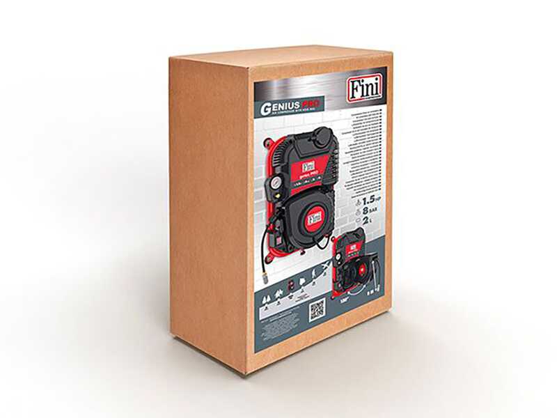 Fini Genius Pro 230/50 - Wall-mounted air compressor with hose reel - 160 l/min