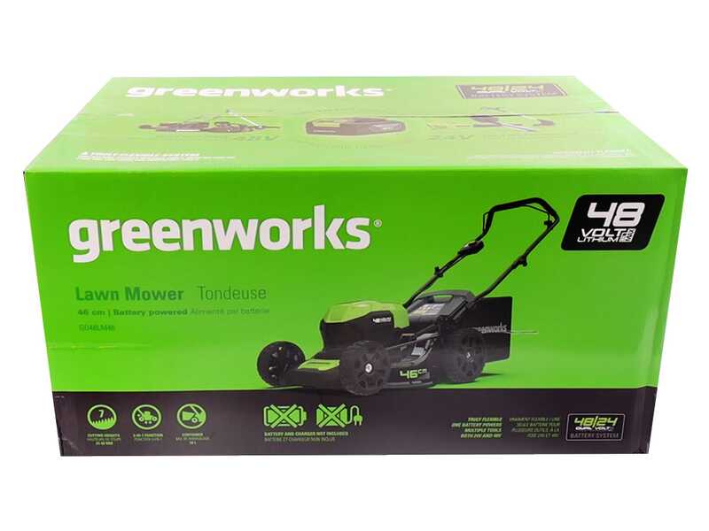 Greenworks GD48LM46SP 48V Battery-powered Electric Lawn Mower + Free 48V 2Ah battery - 46 cm Cutting Width