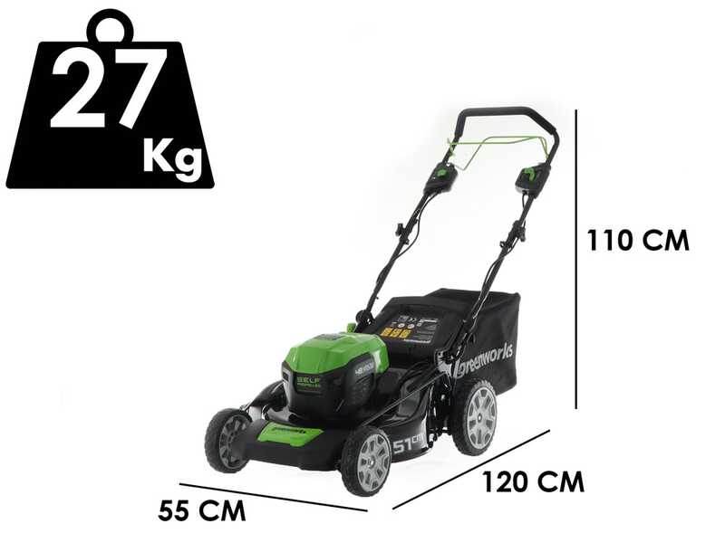 Greenworks GD48LM51SP  48V Battery-powered Self-propelled Lawn Mower - 51 cm Cutting Width