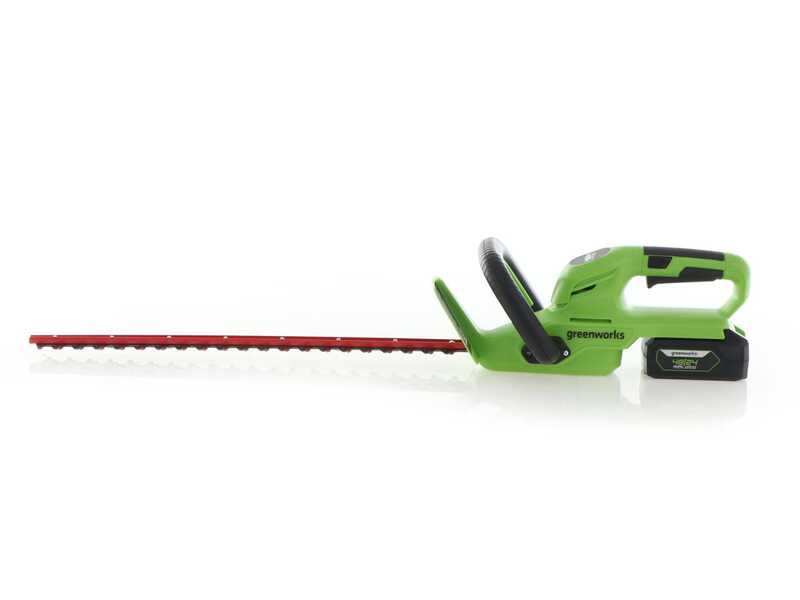Battery powered outlet hedge trimmer