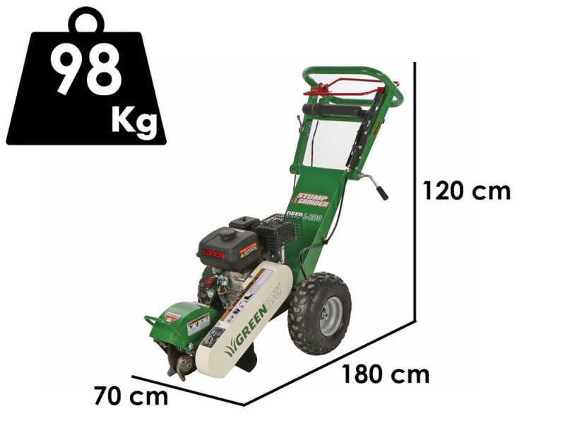GreenBay Deep L-200 Stump Grinder - Loncin 196 cc Engine - Cutting Disc with 8 Hammers in Tungsten Carbide