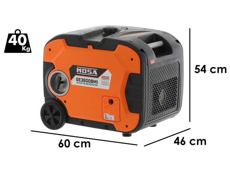 Mosa GE 3600 BMI - 4 kW Wheeled Inverter Power Generator - DC 3.6 kW Single-phase