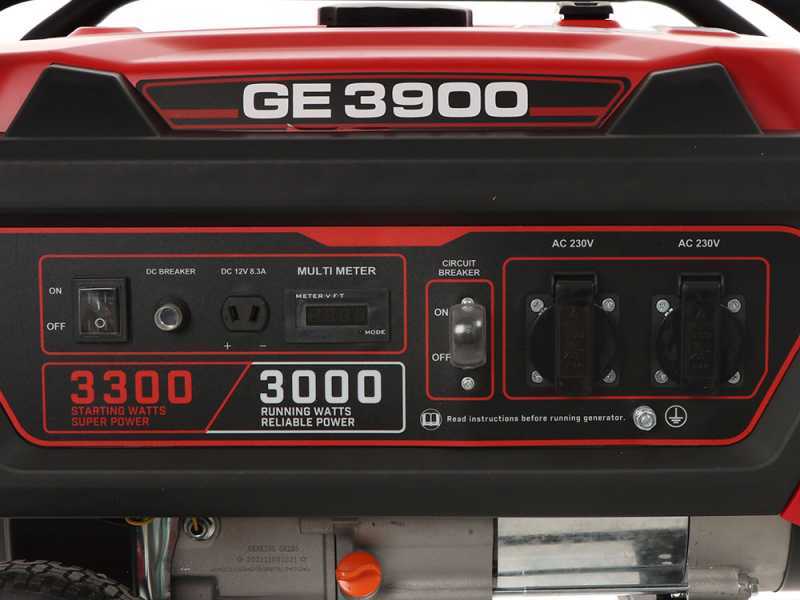 Mosa GE 3900 - 3.3 kW Wheeled Petrol Power Generator - DC 3 kW Single-phase