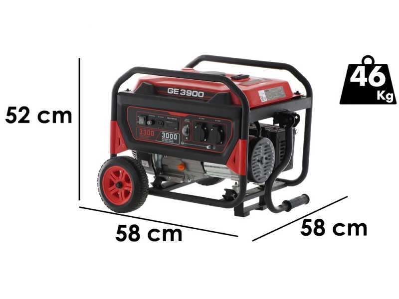 Mosa GE 3900 - 3.3 kW Wheeled Petrol Power Generator - DC 3 kW Single-phase